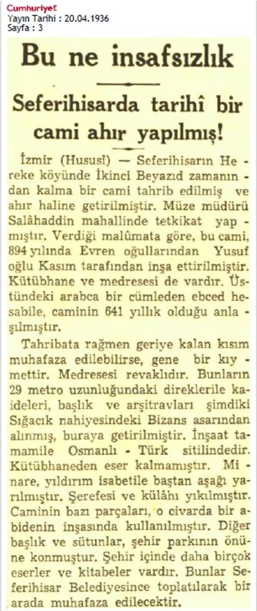 cihangir_1071's tweet photo. @senehep1984 @Harp_Kalpak_ Belki zor algılayacaksın ama cumhuriyet gazetesinin haberi sene 1936. https://t.co/PVtnY3Dh7g