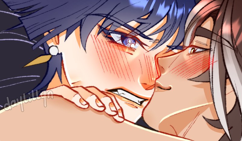 Day_lillyn's tweet photo. ✨ Panel Highlights ✨
.
Okay, who's betting Scara won't get pregnant???
 
...no hands...? 

Ps. I know making these comics is for fun, but I still want to improve. So I'm open to critiques if you have em ♥ (pacing, writing, panelling, etc.)
#SethoScara #GenshinImpact #rkgk https://t.co/qKOXPzrTYC