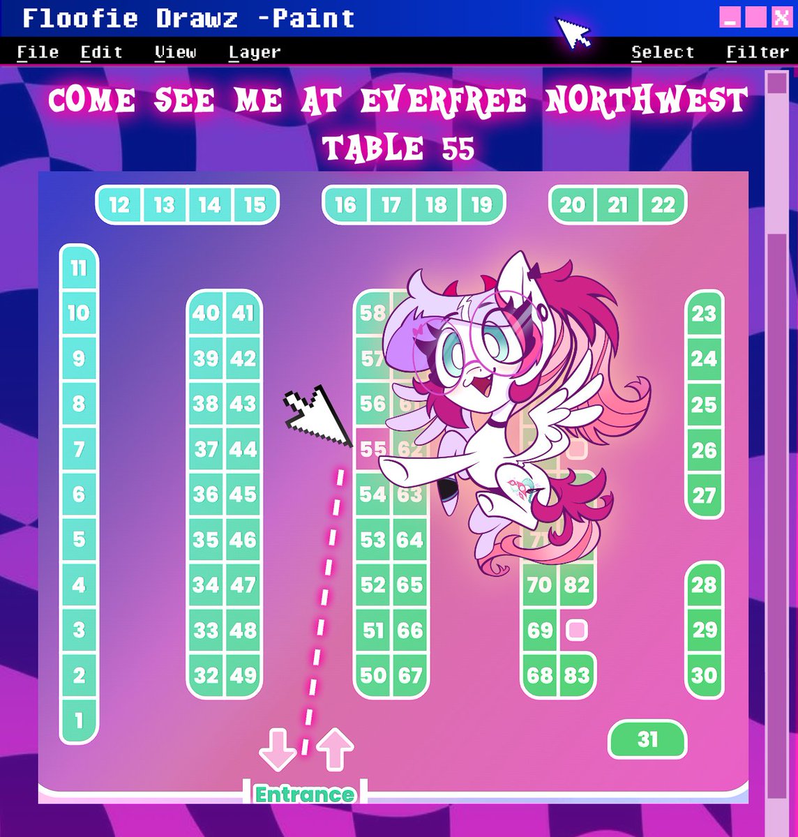 FloofieDrawz's tweet photo. EVERFREE NORTHWEST VENDORS MAP DROPPED!! Come see me at EFNW on August 21st-23rd in Belview, Washington! @EverfreeNW #mlpcon #mlp #everfreenorthwest2026 https://t.co/DpEFYRDE0V