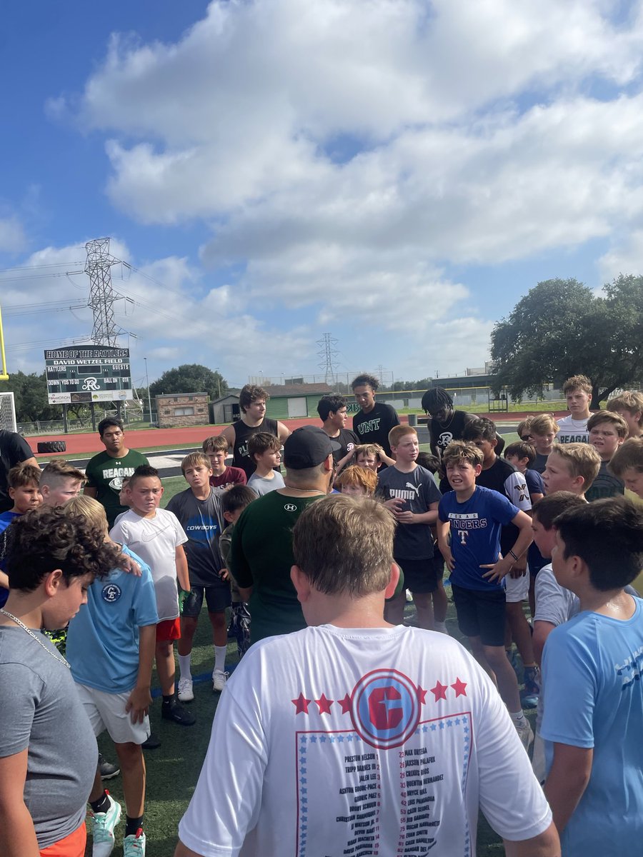 SAReaganFball's tweet photo. Great 1st day of our Rattler Football camp!
#StrikeEm🐍 https://t.co/pvcZ8wyXMy