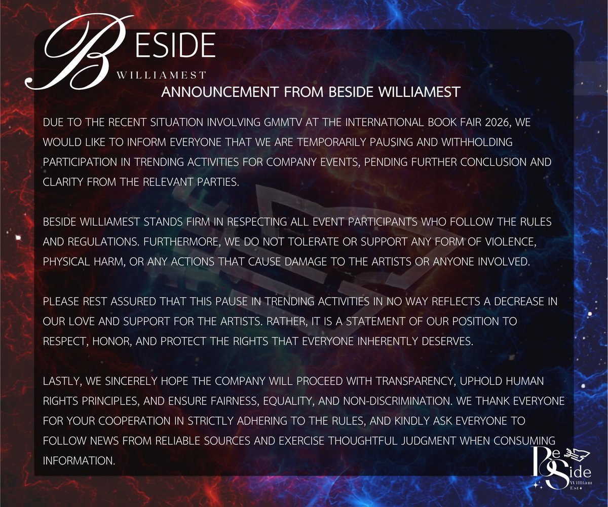 BES_WILLIAMEST's tweet photo. ประกาศจาก Beside WilliamEst https://t.co/df7Jqx8Xvb