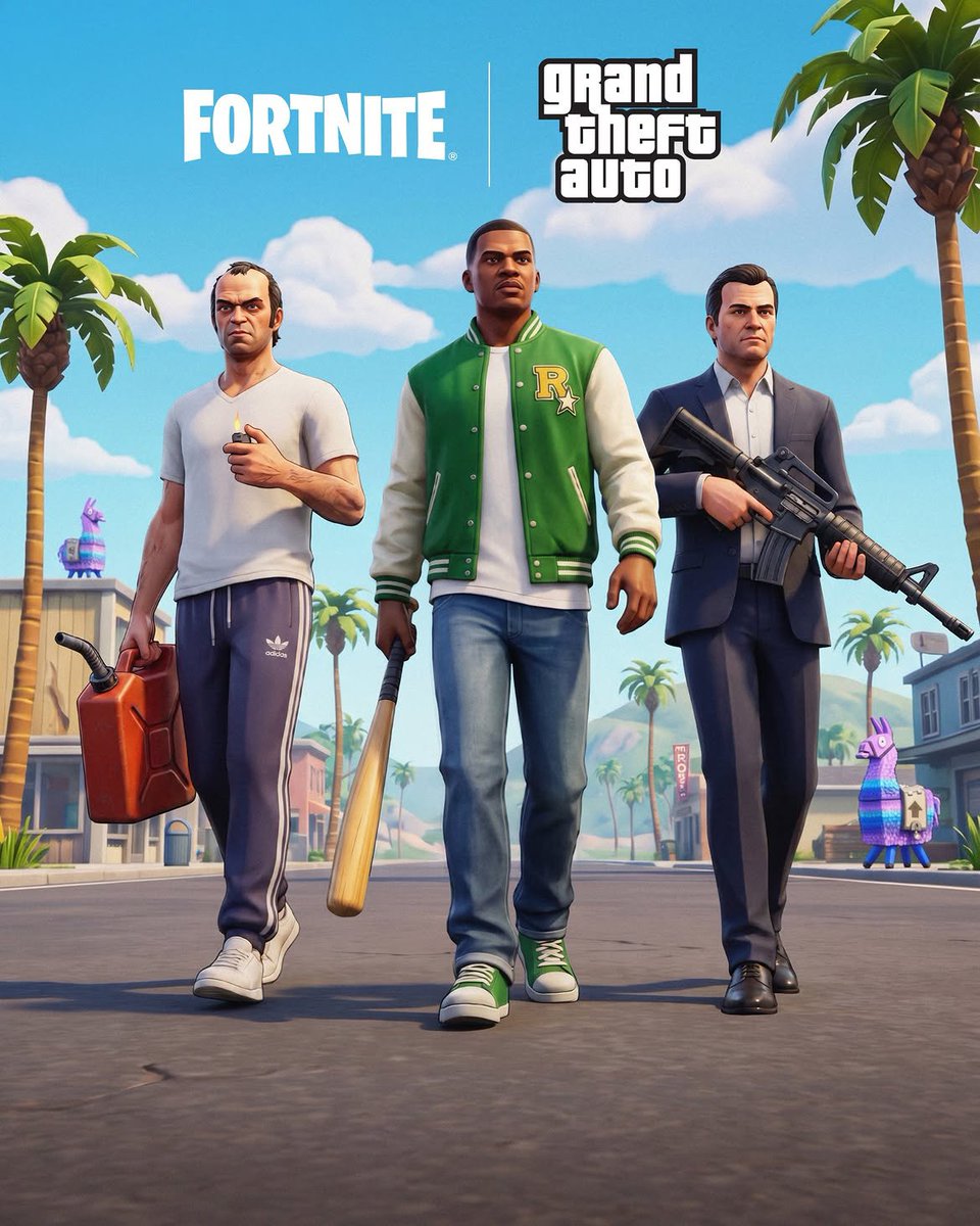 GTAonthestreet's tweet photo. GTA LEGENDS 🏝️ Fortnite Bundle Concept

Every era of #GrandTheftAuto, standing in one lineup. This fan made concept drops the full history of #RockstarGames protagonists into #Fortnite, and it traces a timeline that runs across more than two decades of the series. https://t.co/ypHHhTh0Qq