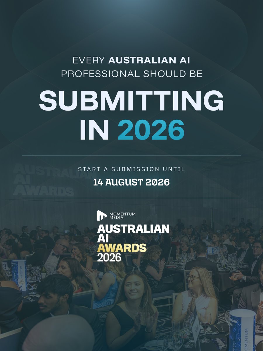 cyberdailyau's tweet photo. The #AustralianAIAwards 2026 celebrate the innovators, leaders, consultants, researchers and rising stars shaping Australia’s AI future.

Submit your entry today.
https://t.co/kIkZ4cTkJY

#recognition #awards #technology #cybersecurity #defence #information #IT https://t.co/KbRCgre3di