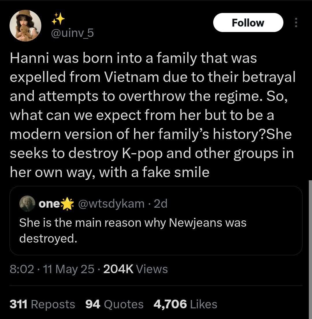 luffyyyluv's tweet photo. As they should be. We'll never forget the racist and xenophobic comments Hanni received after her visa information was leaked by ador https://t.co/nmh4weADve