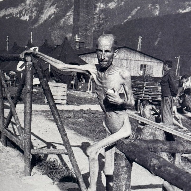 Mazelit_'s tweet photo. My Instagram is now restricted because I was reported for promoting — "eating disorders" due to the shocking skinniness of Holocaust survivors. 

Like um, this isn't anorexia girly. We're not promoting skinniness. This is what happened to Jews under Nazi rule. These are the photos that triggered the sanction. 

Anyways, I'm so glad I never have this issue on X. Thank @elonmusk for freedom of speech.