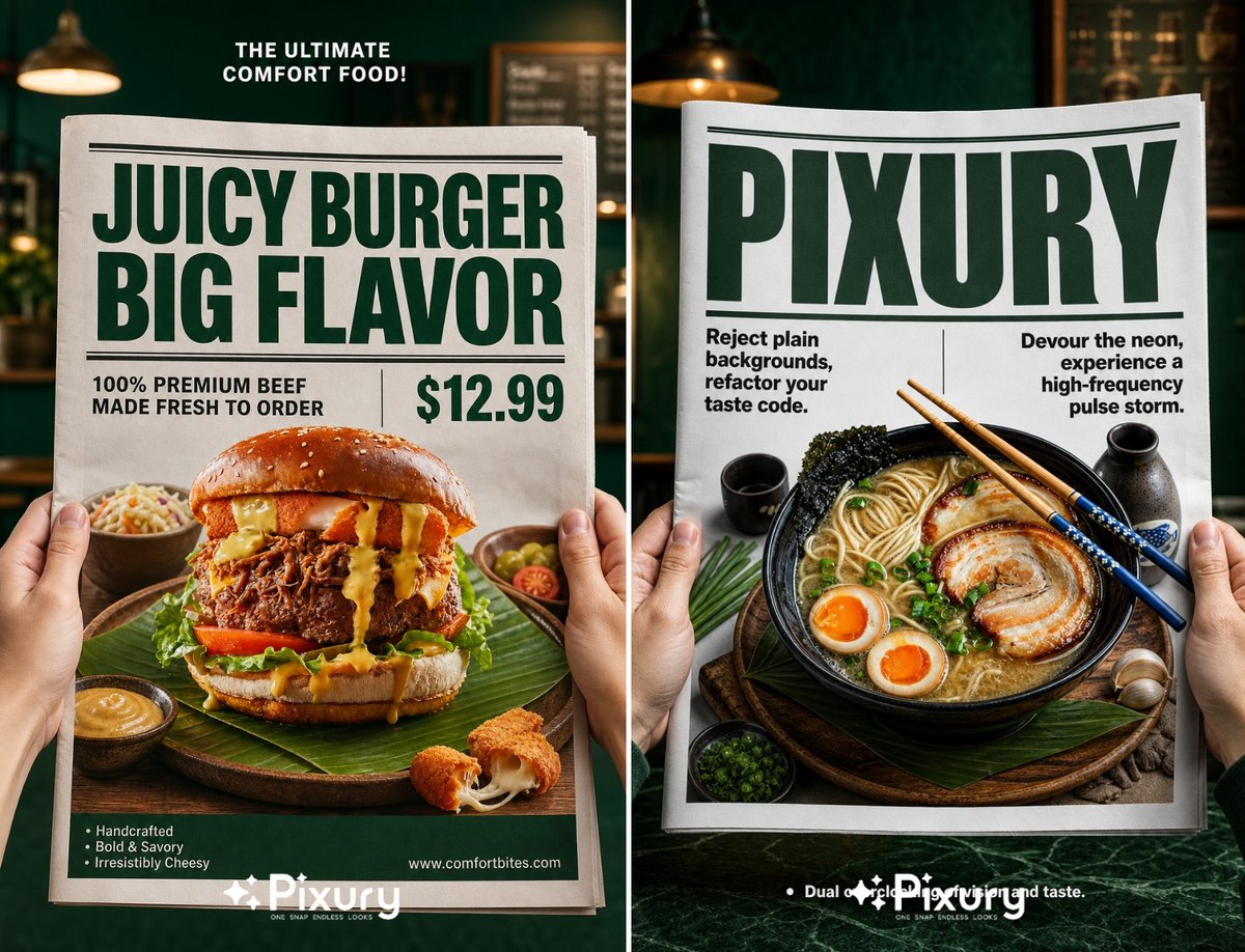 Newspaper Layout Food Poster Template