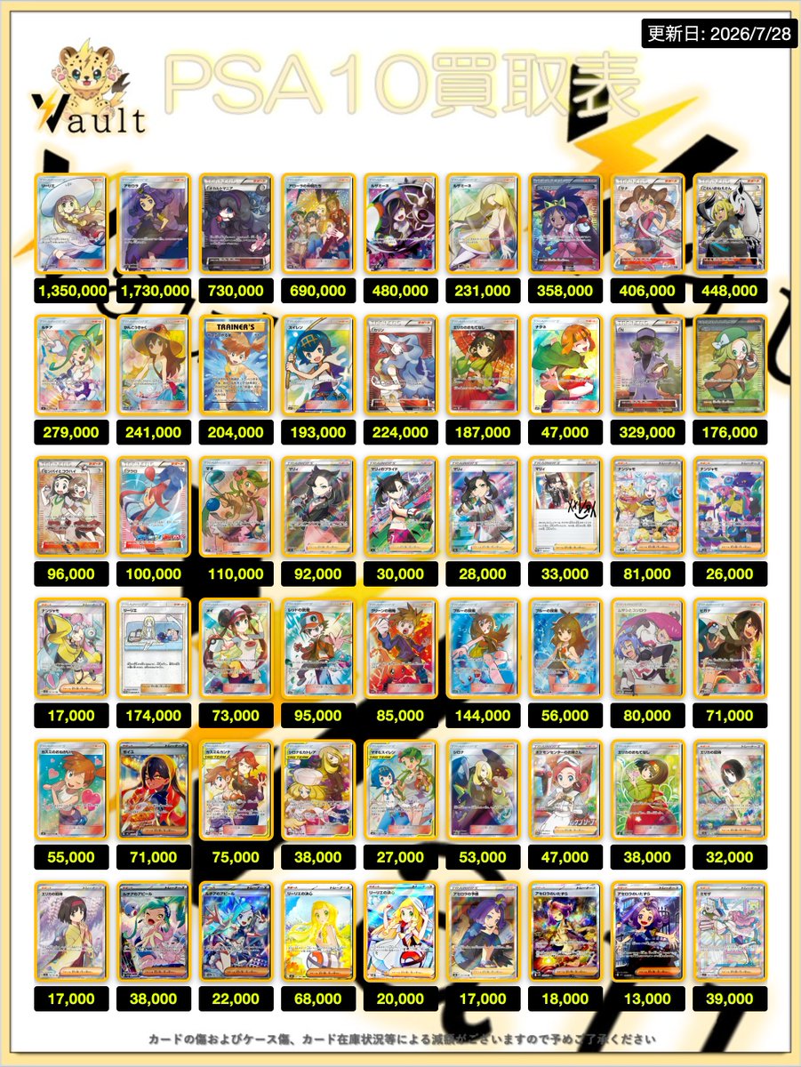 ポケカPSA10強化買取】⚡️7/28更新 ポケカPSA10の買取表になります