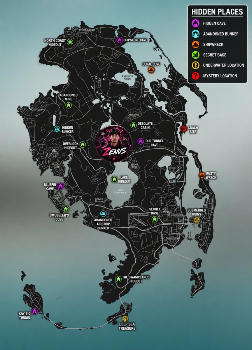 Zenusleaks's tweet photo. 🔥GTA 6 Hidden Places Revealed! 🗺️
Save this map before the game drops! Look at all these Hidden Caves, Secret Bases hidden across this potential map.
👉 Drop a comment telling us which spot you're heading to first! 👇
#GTA6 #GTA6Map #HiddenPlaces #GamingLeaks #Zenusleaks https://t.co/ksOaMwjuAB