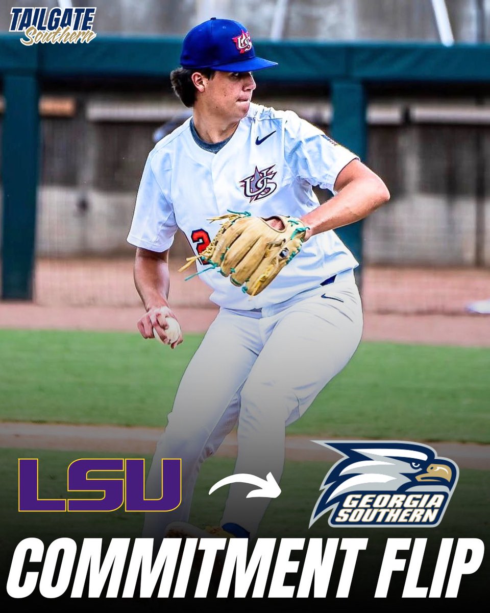tailgatesouthrn's tweet photo. Lawson McLeod ( @mcleod_lawson ) a top 200 player in the 2026 class has flipped his commitment from LSU. The number 1 ranked RHP in Virginia has committed and signed to Georgia Southern‼️👀 #gata #gsu #ncaabaseball https://t.co/iYj4bAA8sA