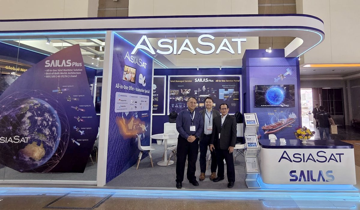 AsiaSat's tweet photo. Day 1 of Inamarine 2026 is here. Catch Mr. Iman Pambudi Wangsadirana's talk, "SAILAS Plus: Total Maritime Solution," today 14:40 to 15:10 in Hall D2. Visit Booth D1E1-01 for our Inamarine Special promo and a live SAILAS TV demo. #AsiaSat #Inamarine2026 #SAILASPlus https://t.co/Z46PPVCgMQ