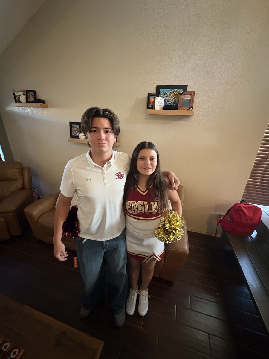 sduffy_sisd's tweet photo. As an Assistant Principal, I get the privilege of welcoming hundreds of students through our doors. But my favorite students will always be my own babies as they begin another school year at their neighborhood schools. @EHSFalconFB @Ensor_Cheer https://t.co/KnAhXObr8l