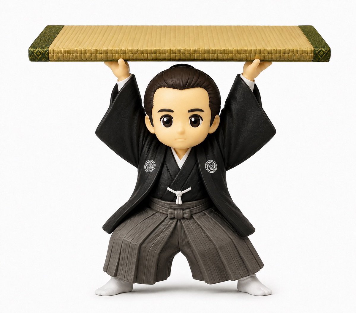 okuboko_osouji's tweet photo. 【AIによる「ｵｵｸﾎﾞﾄｼﾐﾁKAWAII化計画】60
60回を記念してちょっと変化球。前に作った『ねこのペンおき』を改変して畳回しのエピソードをフィギュア化してみました🤣
長州との会談なのでおしゃれして白足袋に。家紋は指示しました。 https://t.co/kE2WBcKPtW