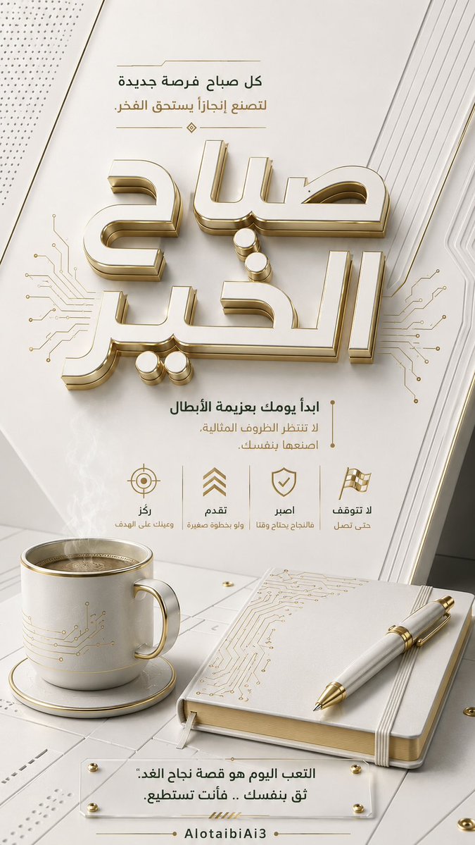 alotaibiai3's tweet photo. #صباح_الخير ☀️

ليس كل صباح يبدأ بالشمس…
بعض الصباحات تبدأ بفكرة، أو هدف، أو قرار يغيّر مسار يومك.
 
ابدأ يومك بعقلٍ هادئ، وخطوةٍ واثقة، ولا تنتظر الظروف المثالية؛ اصنعها بنفسك.

صباحٌ يليق بطموحك، وإنجازاتٌ تستحق أن تُروى. 🤍💚

#الذكاء_الاصطناعي https://t.co/ra24av3MnH