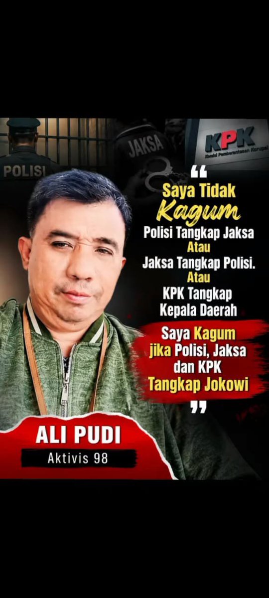 OjolNyambi's tweet photo. JANGAN TERLALU BERHARAP KEPADA MURIDNYA
LEBIH BAIK DI GANTUNG SAJA !!
AYO REVOLUSI SEGERA !!!
#PrabowoHarusTangkapJokowi
#PrabowoHarusTangkapJokowi https://t.co/PGgtLBarO0