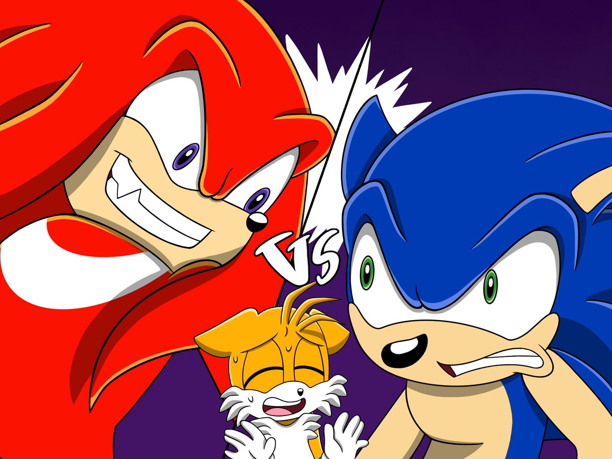 ImSalmaX's tweet photo. Sonic vs Knuckles (again) 💙❤️💛 https://t.co/aS7iXVSEFd