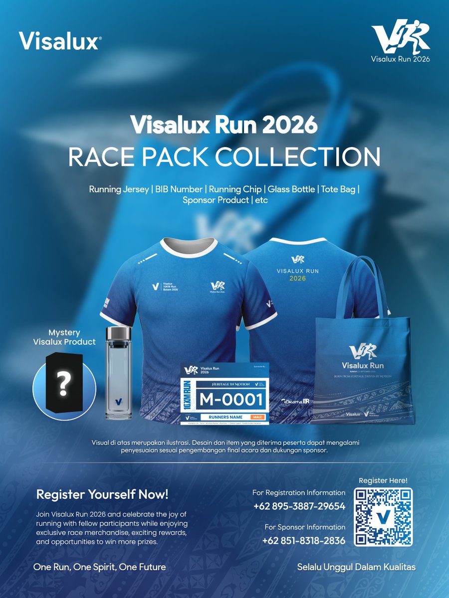 Visaluxindo's tweet photo. WHAT'S INSIDE YOUR RACE PACK?
βπ―Amankan Slotmu Sekarang!
Scan QR Code pada gambar atau hubungi kontak di bawah ini:
Pendaftaran: +62 895-3887-29654
Visalux - Selalu Unggul Dalam Kualitas Leading Electrical & Lighting Brand in Indonesia
β#Visalux
#Eventlaribatam https://t.co/7kR6XwddcO