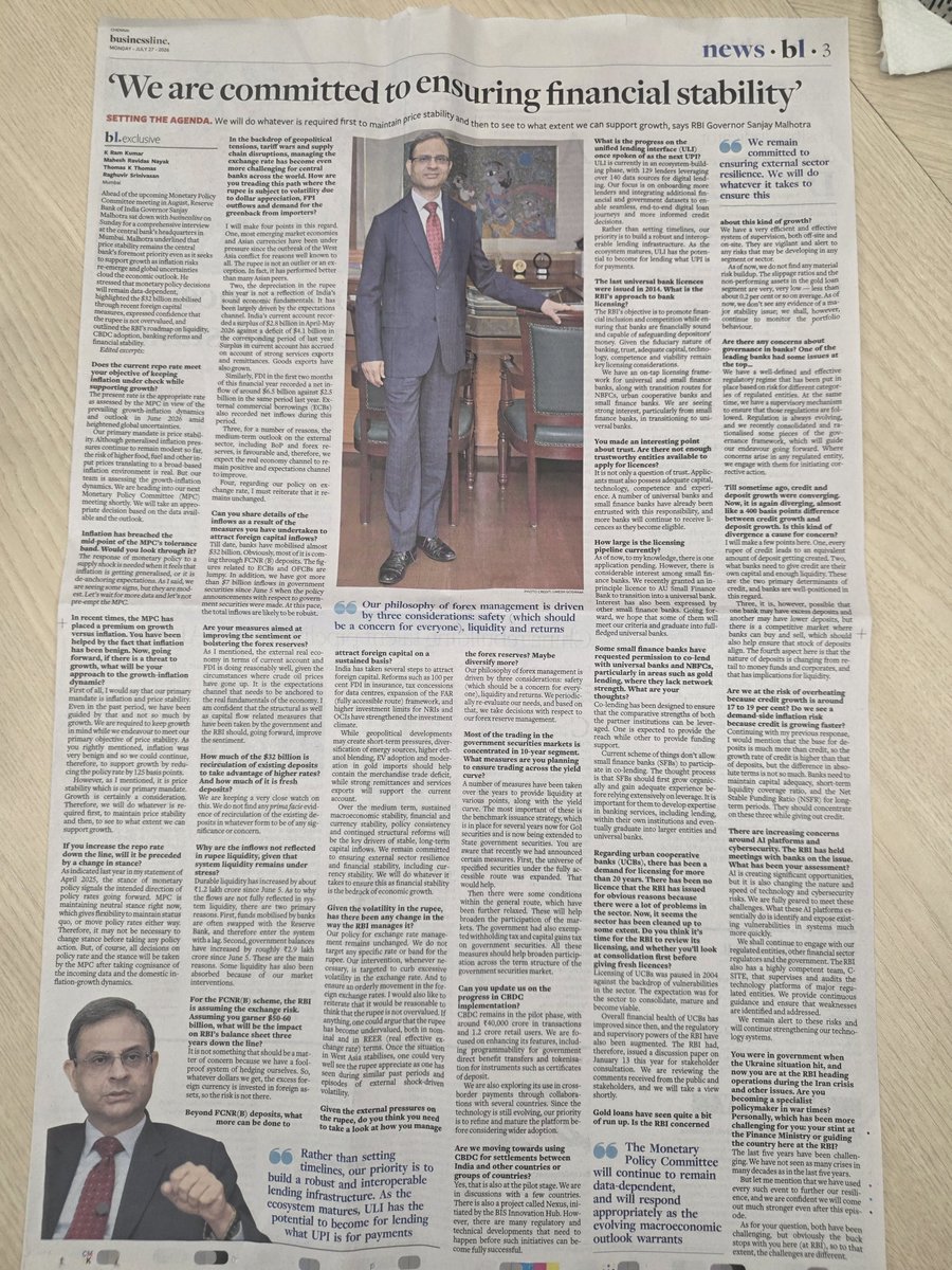 shyamsek's tweet photo. One of the finest interviews ! @srirags @businessline https://t.co/tN1a4Thl4r