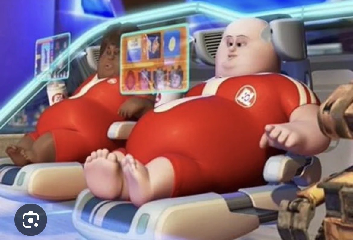 intmanofmin's tweet photo. @TheEconomist Musk’s vision of a utopia seems to involve us all becoming like the people in WALL·E. That’s not a future I’d want to live in. https://t.co/S1iXZZMDOX