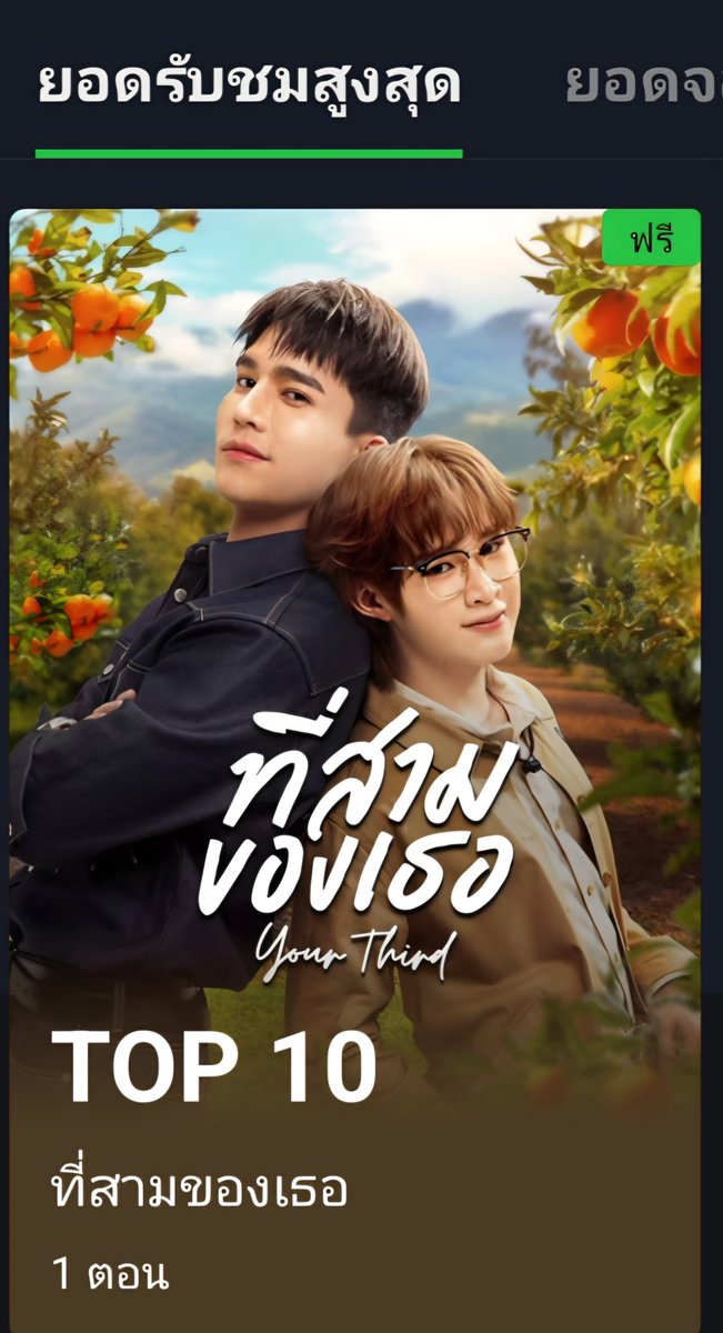 exoMDoo's tweet photo. ยอดรับชมสูงสุด TOP 10 ✨️‼️
#ที่สามของเธอSeries  
#YourThirdSeries 
#MaxNat https://t.co/097eZPRYpN