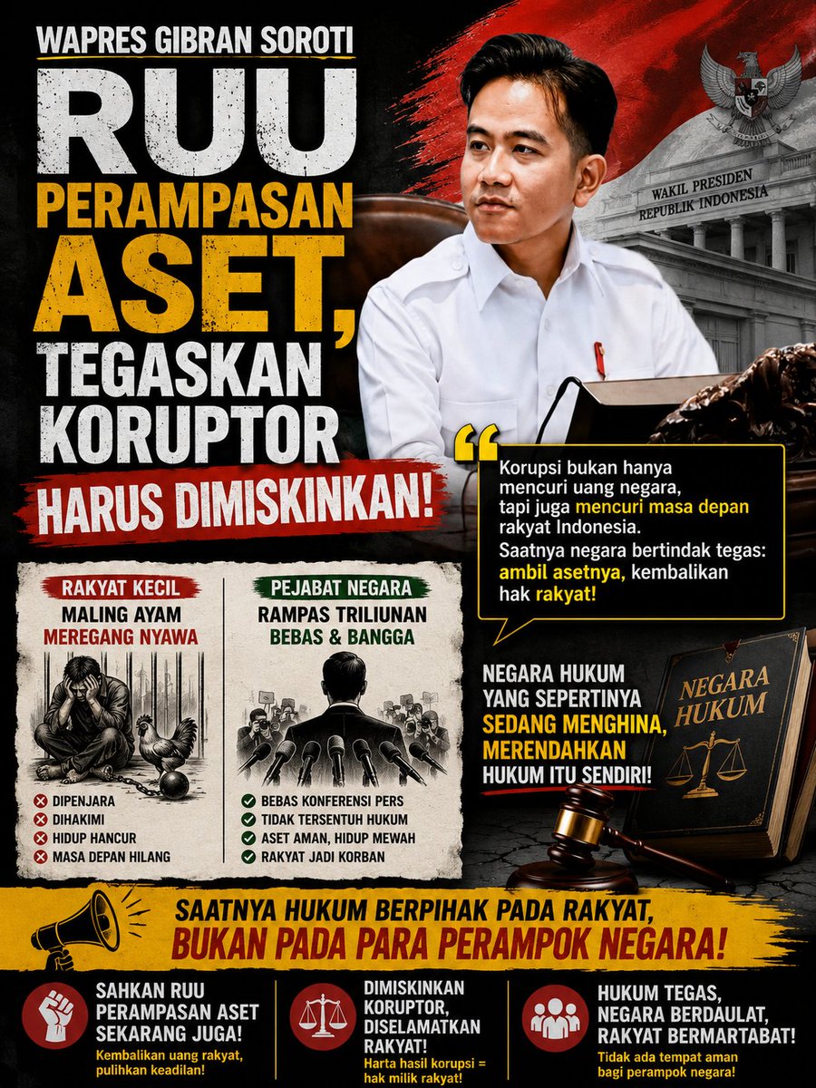 DedynurPalakka's tweet photo. Kalau negara seperti China koruptornya langsung dikirim ke surga via express way.

Model pengiriman seperti ini ternyata lumayan ampuh ✍️

Kalau di Indonesia koruptor memang ada baiknya dimiskinkan saja, karena dengan itu ia bisa merasakan bagaimana ❓ kembali menjadi miskin. 

Itulah mengapa RUU Perampasan Aset Korupsi perlu segera disahkan, karena hanya dengan itu 👉 penjahat koruptor bisa merasakan betapa rakyat yang uang pajaknya mereka korup tetap bisa terus bekerja dengan semangat 🔛🔥 merawat bangsanya lewat pajak-pajak yang mereka bayarkan. 

Jika masih ada pejabat yang bersuara agar RUU ini segera di sahkan, artinya kita masih punya harapan. 

Inilah salah satu alasan mengapa saya sebagai WNI bersemangat masih terus mendukung keluarga Jokowi ✍️

Yang tidak setuju silahkan ajukan protes terbuka 🤝