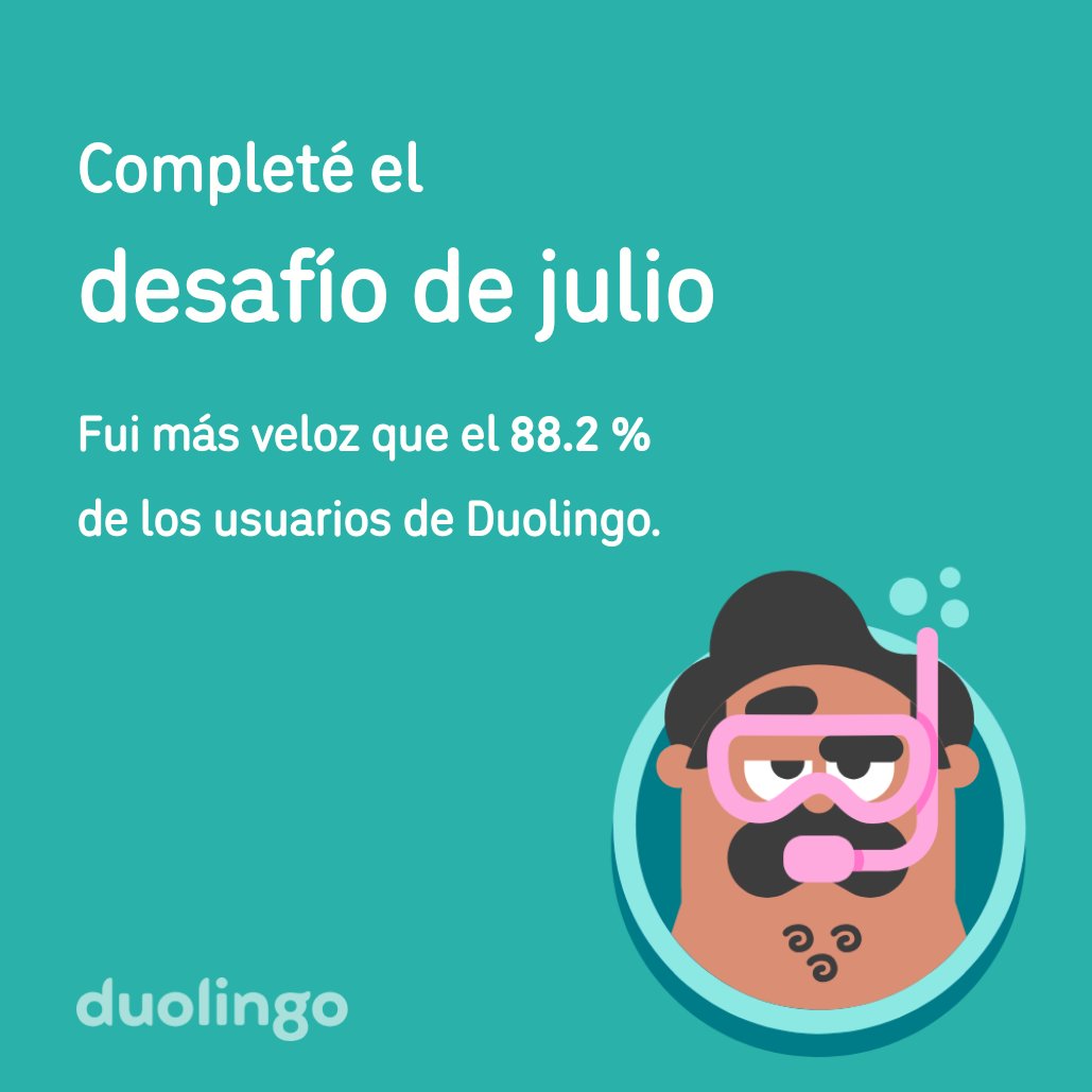 wolf_martinez1's tweet photo. ¡Completé el desafío de julio más rápido que el 88.2 % de los usuarios de Duolingo! https://t.co/FKjcjZTJKu