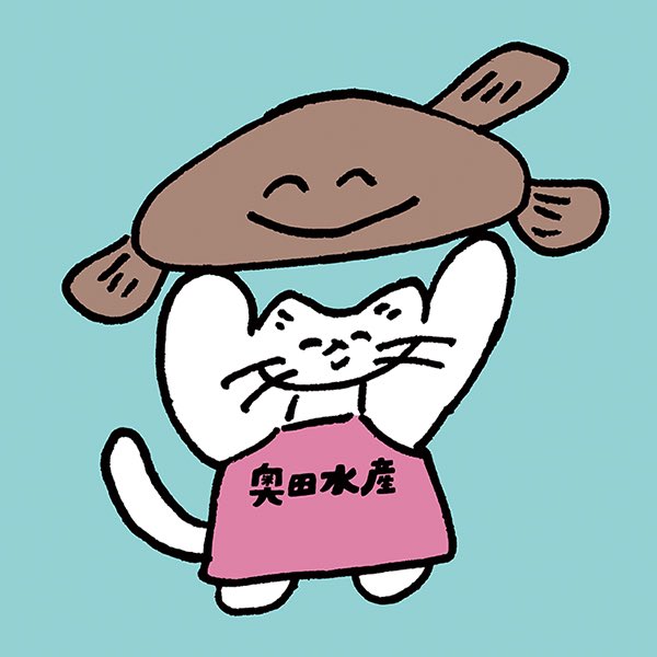 nyantokonyan's tweet photo. 東京都中央卸売市場 アンコウ・あん肝専門店『奥田水産』のロゴを制作しました。明日から始まる錦糸町河内音頭のうちわの協賛を奥田水産さんもされているそうで、このロゴがうちわにも印刷されているものがあるそうです。ぜひゲットしてみてくださいね😽　

#錦糸町河内音頭 https://t.co/awgnbpqYxT