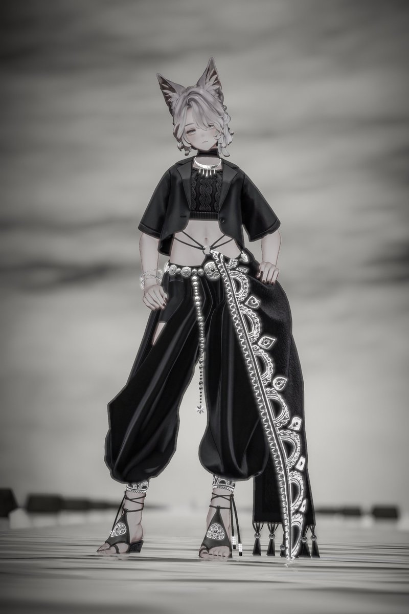 YukimeYukinko's tweet photo. 理想のトップスが来たので箪笥にしまっていた踊り子衣装を使う時が来た…！ということでエスニックxモード姉シア🐈‍⬛
お姉さんマリシア集会にひときわ暑そうな格好で行こうとしている
 #Marycia3d https://t.co/ipHUnrtalv