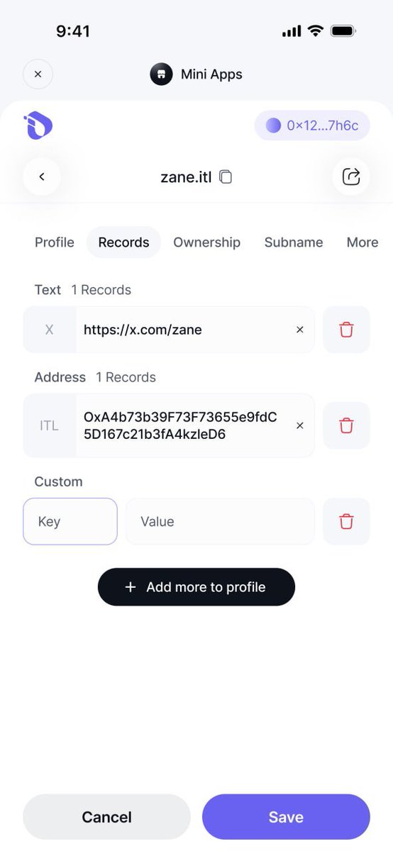InterLinkINS's tweet photo. Your INS name can store more than just a wallet address.
An INS name is more than a human-readable identity.

It can also store useful records that make your Web3 profile richer and more connected.

With INS, you can link information such as:
🔹 Your ITL wallet address
🔹 Your X account
🔹 Your website
🔹 Other social profiles

Need something unique?
You can even create your own custom records by adding your own Key and Value, making your INS name flexible for different use cases.

Everything stays connected to one simple, human-readable identity.

One Name. Endless Possibilities.

What would you add to your INS profile first?

#INS #InterLink #ITL #DigitalIdentity