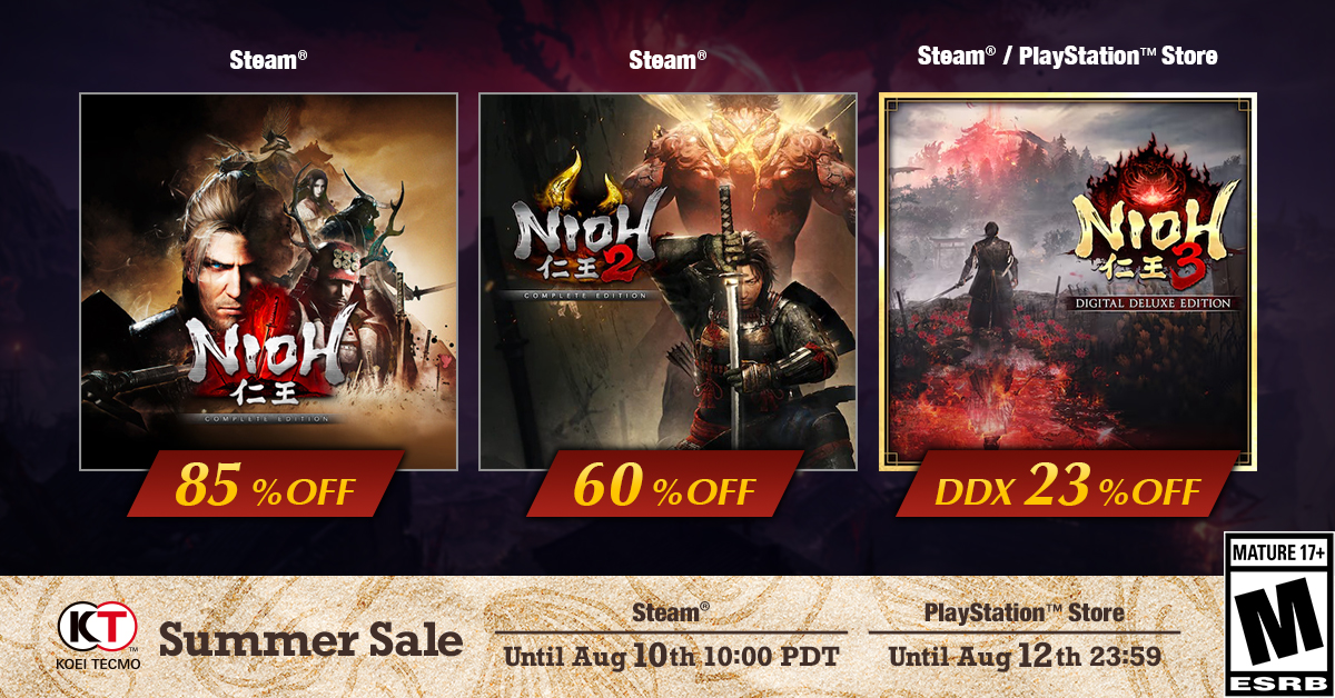 nioh_game's tweet photo. Don't miss out on the #Nioh3 Sale! With the new DLC on the way, this is the perfect time to jump into Nioh 3 and prepare for the battles ahead.

PlayStation: DDX 23% off
Steam: Standard edition 36% off/DDX 23% off

▼PlayStation
https://t.co/2WrJGj0wFG

▼Steam
https://t.co/dXn2BkxSoY