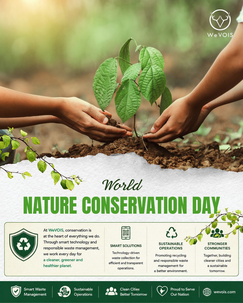 WeVOISLabs's tweet photo. Nature doesn't need us to do everything—it needs us to do our part.
Every clean street, recycled resource, and responsible choice helps protect our planet. This #WorldNatureConservationDay, let's build cleaner, greener cities together.
#WeVOIS #WasteManagement #GreenFuture https://t.co/b0fpAtpGbs