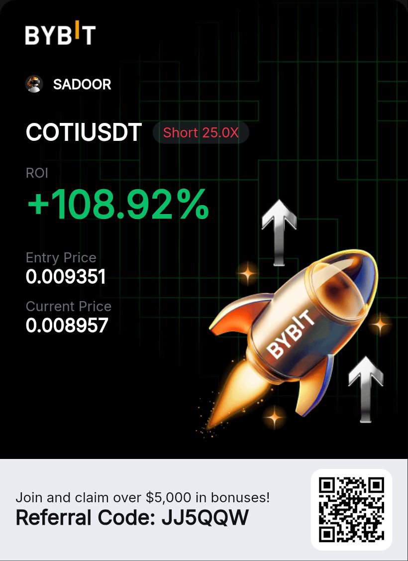 SADOOR01's tweet photo. COTIUSDT SHORT ✅🔥

Patience. Precision. Profit.

Closed my COTIUSDT SHORT with +108% PnL. 📉💰

The market doesn't reward hype—it rewards discipline, a solid strategy, and proper risk management

Stay focused. Protect your capital. Let consistency do the talking. https://t.co/7ZVGfhzCch