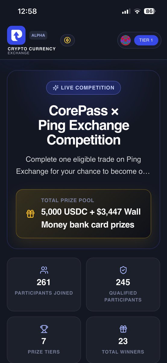 bosscom1sa's tweet photo. この前のCorePass × Ping Exchangeコンペ。

「ちゃんと配布されるん？」
「結果は見れるん？」

そう思ってた人も多かったはず。

でも今は違う。

参加人数、資格者数、賞金総額、そして当選ウォレットまで確認できる。

ブロックチェーンは「信用してください」じゃない。

「自分で確認してください。」

こういう透明性の積み重ねが、次に来るWall MoneyやSTC1の信頼にも繋がっていく。

派手な宣伝より、証拠を積み上げるプロジェクトは強い。

気づいた人から次のステージに進んでる。🔥

#CoreBlockchain #CorePass #PingExchange #WallMoney #STC1 #XCB