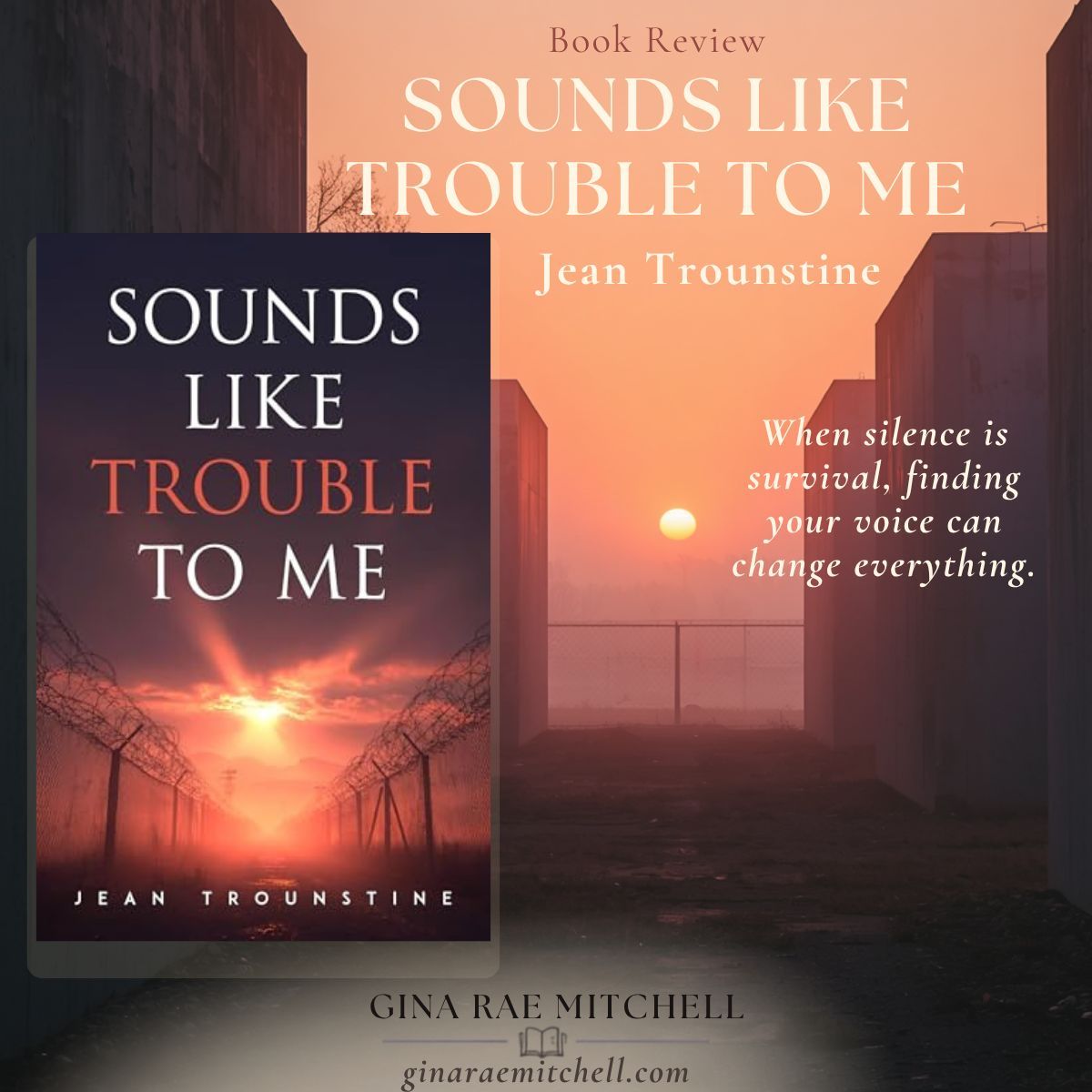 GinaRaeMitchell's tweet photo. Some stories stay with you long after the final page.

My review of Sounds Like Trouble to Me by Jean Trounstine explores a powerful debut inspired by real events, filled with courage, resilience, and unforgettable characters.

📖 https://t.co/jDlaHRKYNl 

#BookReview #LiteraryFiction