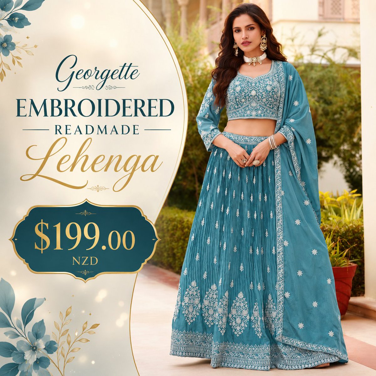 AkarshanNz's tweet photo. Style, grace &amp; elegance—Georgette Embroidered Readymade Lehenga for $199.00 NZD 👉 https://t.co/WK8wDCgF7U 💖 https://t.co/tPJPWK2sSM