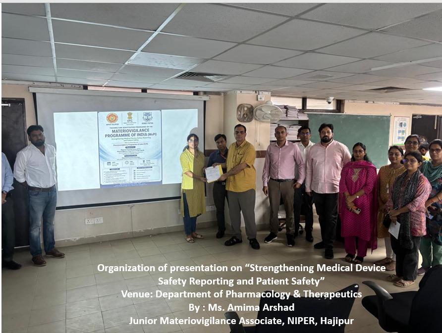 IGIMS_PATNA's tweet photo. Organization of presentation on "Strengthening Medical Device Safety Reporting and Patient Safety"

📍 Venue: Department of Pharmacology &amp; Therapeutics

👩‍🏫 Presented by: Ms. Amima Arshad https://t.co/IuSgZDbal7