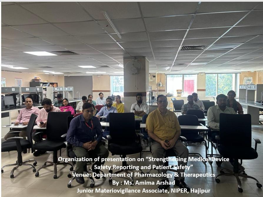 IGIMS_PATNA's tweet photo. Organization of presentation on "Strengthening Medical Device Safety Reporting and Patient Safety"

📍 Venue: Department of Pharmacology &amp; Therapeutics

👩‍🏫 Presented by: Ms. Amima Arshad https://t.co/IuSgZDbal7