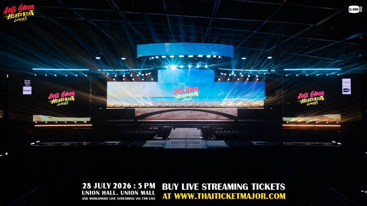 GMMTV's tweet photo. STAGE OF HEAT &amp; BEAT | JOSS GAWIN HEAT &amp; BEAT CONCERT 🔥🎶  #JossGawinConcert

BUY LIVE STREAMING TICKETS : https://t.co/1yNZS3x9x1

🗓️28 JULY 2026
📍UNION HALL, UNION MALL 
And worldwide live streaming via TTM LIVE
  
#GMMTV https://t.co/QS2xZpt10c