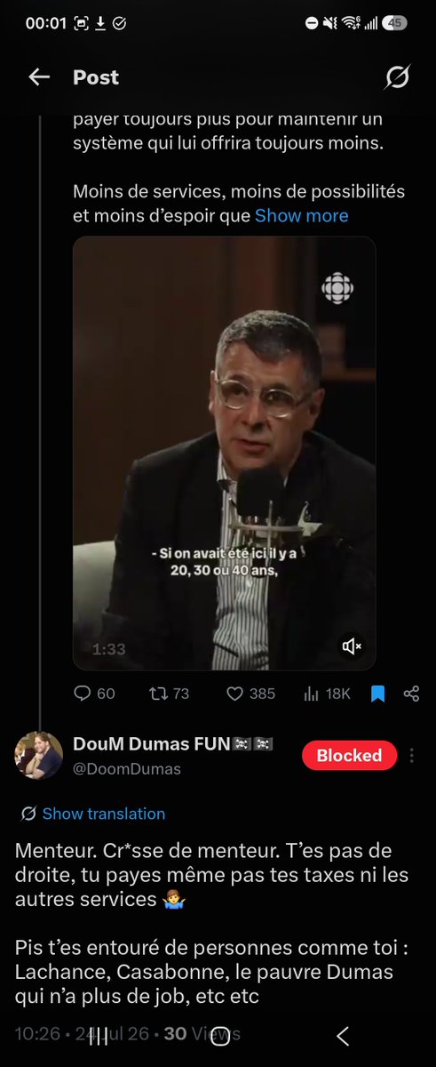 Bobeb3n's tweet photo. @FournierGuay @maximtg93 @frankdedomiseur Ben oui c'est ca, pis toi pis ta gang d'ortho avec leur comptes annonyne qui viennent sur toutes les posts de Duhaime sont mieux, hein?

On a compris ta réaction péqusite cariboux protecteur du système bolchevique à "la droite de québec" de là a en faire une identité. https://t.co/ZlQ2MOjvrN