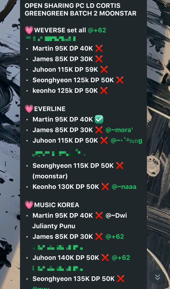 MoonStarGO1's tweet photo. OPEN SHARING PC LD CORTIS GREENGREEN

✅ Bersih ina
💸 Pricelist di pict 2&amp;3
✨ Last DP 3 Agustus
📩 Order? DM atau Join GO

tag. martin james juhoon seongheyon keonho cortis coer sbtcortis coersell https://t.co/ZEL8W0XRYL