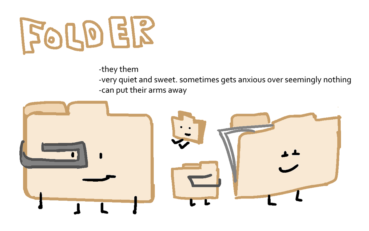 unnamedgraves's tweet photo. my main objects all have refs now lalala
folder and clippy are from last year and it bothers me that they're old but I will not fall into the cycle of remaking refs every year again lol https://t.co/WBysHcMhAU