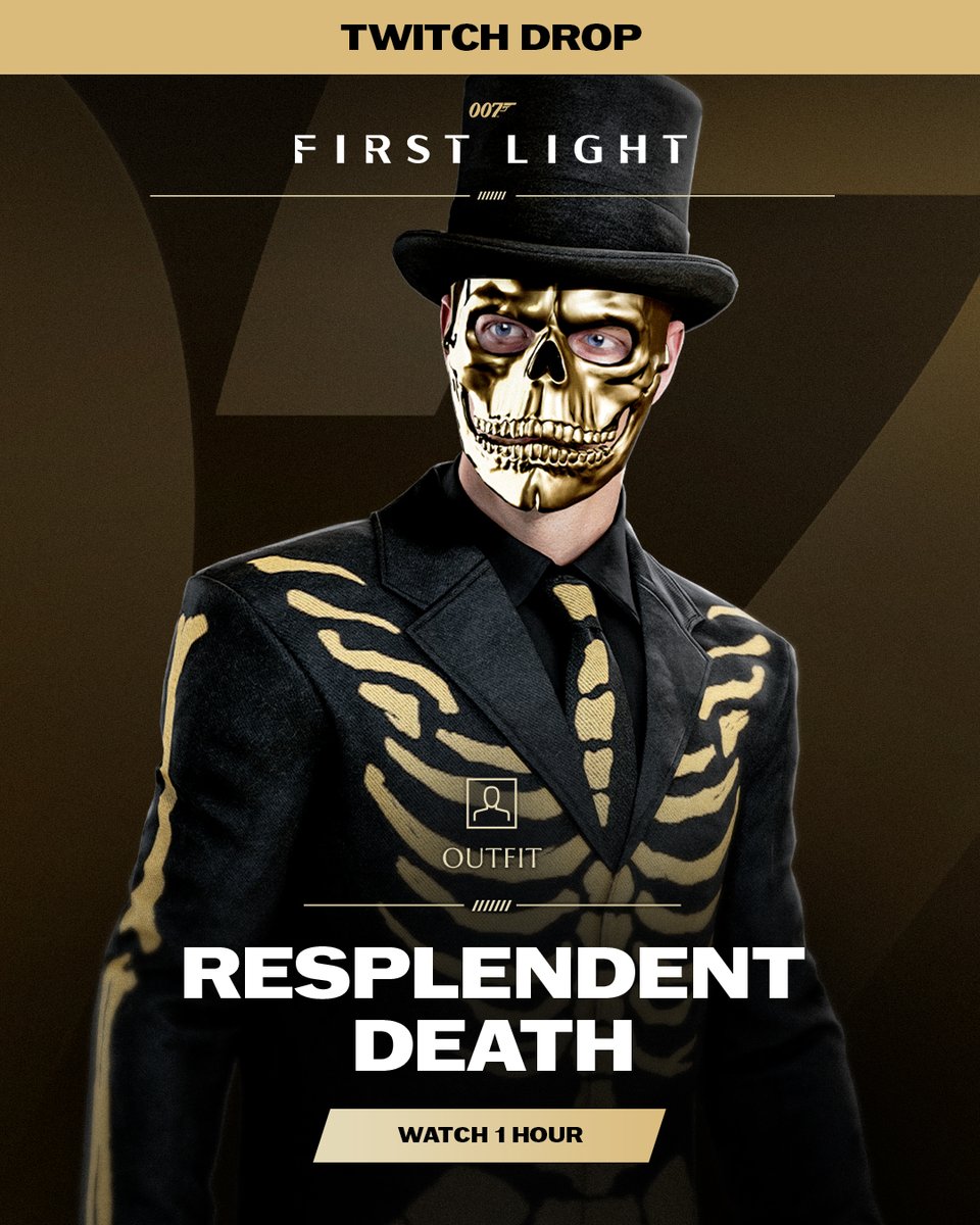 007GameIOI_KR's tweet photo. Resplendent Death 세트를 착용하고 적들을 공포에 떨게 하세요. 아래 방법을 따라 해제할 수 있습니다:

1. IOI 계정과 Twitch 계정을 연동하세요.
2. Twitch에서 좋아하는 <007 퍼스트 라이트> 크리에이터의 방송을 시청하고 보상을 해제하세요.
3. 보상을 수령하세요.

가장 좋아하는 스트리머를 @멘션하는 것도 잊지 마세요.