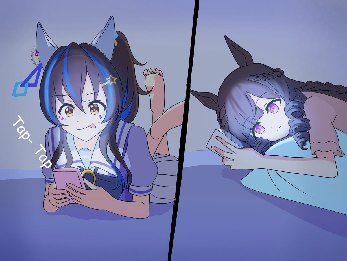 Yuusenpai69's tweet photo. Helios texting Ruby in the middle of the night (This is Comms btw)
#ウマ娘 #umamusume #umamusumeprettyderby https://t.co/arMxCOYcPG