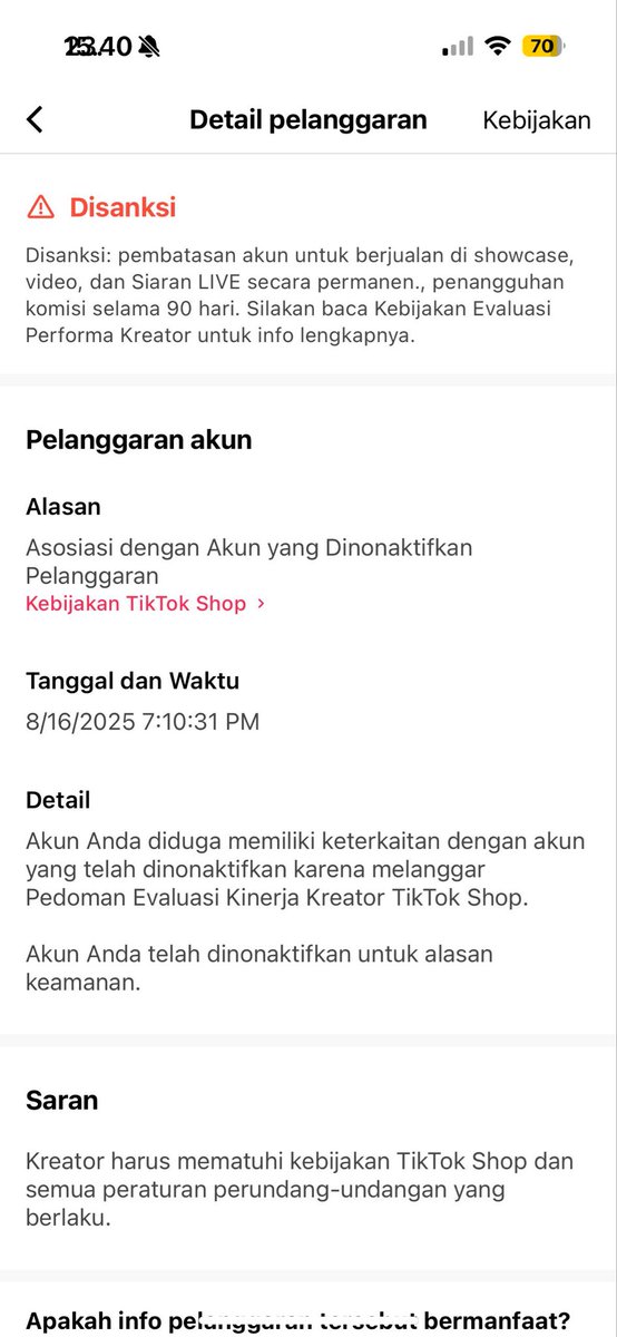 isaurakelly's tweet photo. Halo @TikTokShop_IDN , mohon bantuannya.
Akun Affiliate saya dinonaktifkan dengan alasan terhubung ke akun lain yang sudah dinonaktifkan. Namun saya tidak pernah memiliki akun TikTok Shop Creator lain, dan akun saya juga tidak memiliki riwayat pelanggaran https://t.co/UHjsfsLai9