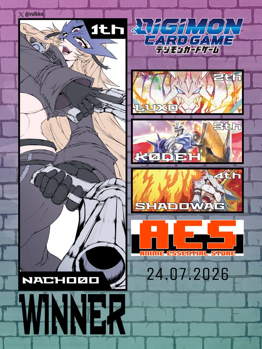liwyatanTCG's tweet photo. Evento : Store Tournament
Ciudad : Antofagasta, Chile
Fecha : 24.07.2026
Tamers : 16
Ganador: Nacho0o
Deck: Beelstarmon
Host: AES

@digimonmeta
@digicaguide
#デジモン #デジカ #デジモンカードゲーム #デジモンカード #Digimon #DigimonTCG https://t.co/15aGPCo7WV