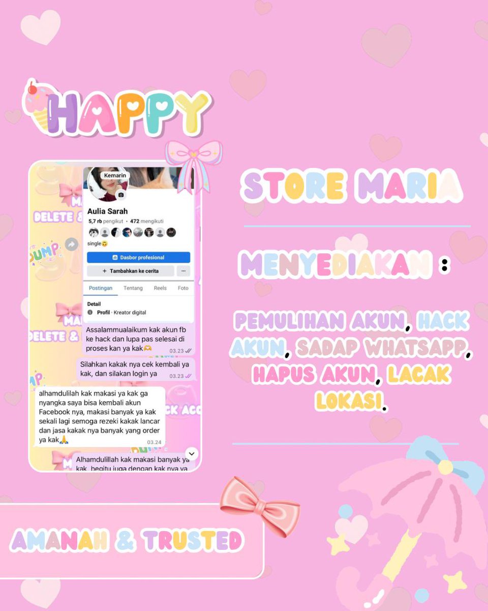 madagaskar029's tweet photo. ✧˚ jasa pemulihan akun
- instagram, tiktok, whatsapp, line, facebook, x, gmail, telegram, linkedin

✧˚ jasa hapus akun
- facebook, tiktok, instagram, line, whatsapp, twitt / x, linkedin 

#zonauang #zonajajan #zoomjakol
hack akun, sadap wa, lacak lokasi ?
જ⁀➴♡ WA DI BIO YA🩷 https://t.co/5leBVYmN7i