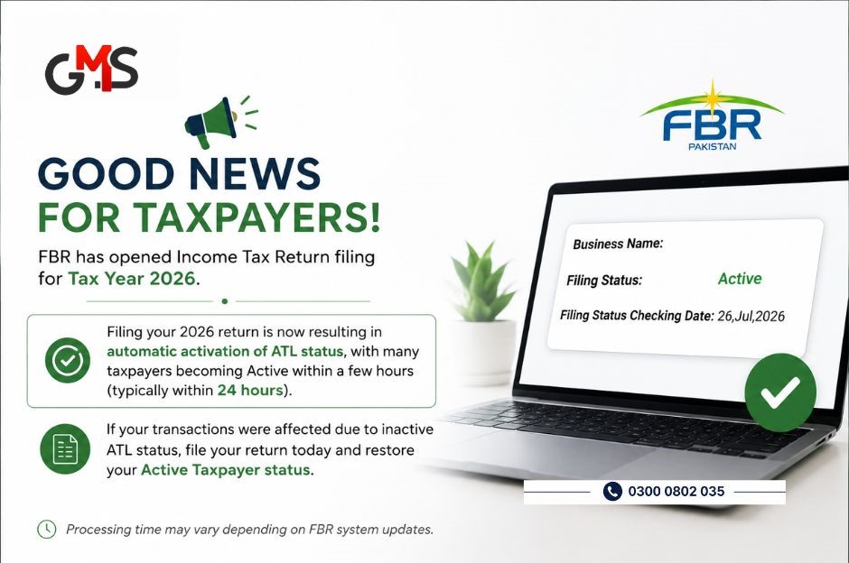 GMS_solicitor's tweet photo. Great News for Taxpayers!
Don't delay stay compliant and continue enjoying the benefits of being an Active Taxpayer.
Need assistance? GMS Solicitors is here to help!
#TaxYear2026 #IncomeTaxReturn #ATL #ActiveTaxpayer #TaxFiling #PakistanTax #TaxCompliance #GMSSolicitors https://t.co/4fDGDdZbS4