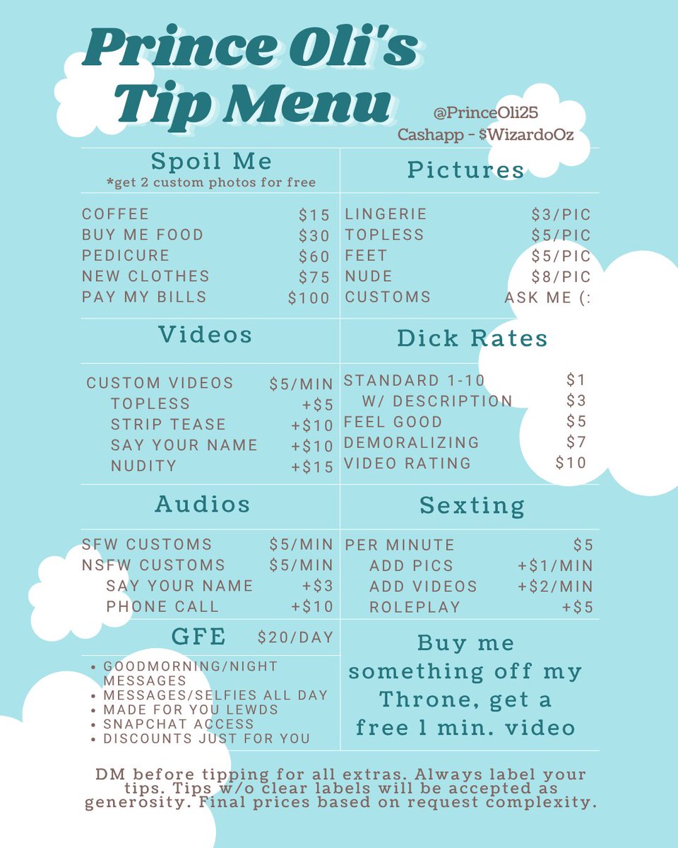 PrinceOli25's tweet photo. My tip menu is officially done and my DMs are open ;)
#findom #trans #ftm #footfetısh #selling_content #onlyfans https://t.co/yELqAvrG2W