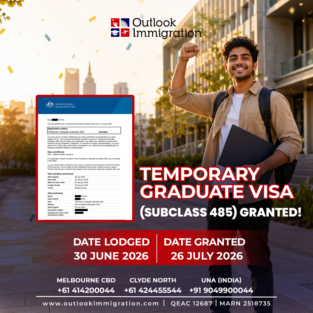 OutlookImmi's tweet photo. ✅ Temporary Graduate Visa (Subclass 485) Granted

#Subclass485 #TemporaryGraduateVisa #485VisaGranted #GraduateVisa #InternationalStudents #StudyInAustralia #PostStudyWorkVisa #WorkInAustralia #AustraliaImmigration #VisaSuccess #MigrationAgentAustralia #PermanentResidency https://t.co/EjXqWijmGa