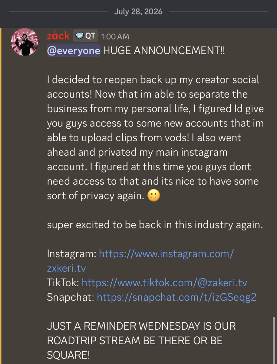 imZakeri's tweet photo. decided to post an update of my streaming status on the discord and ofc had to update you guys here. 🥳

WE ARE SO BACK! https://t.co/vGvx28FRqj