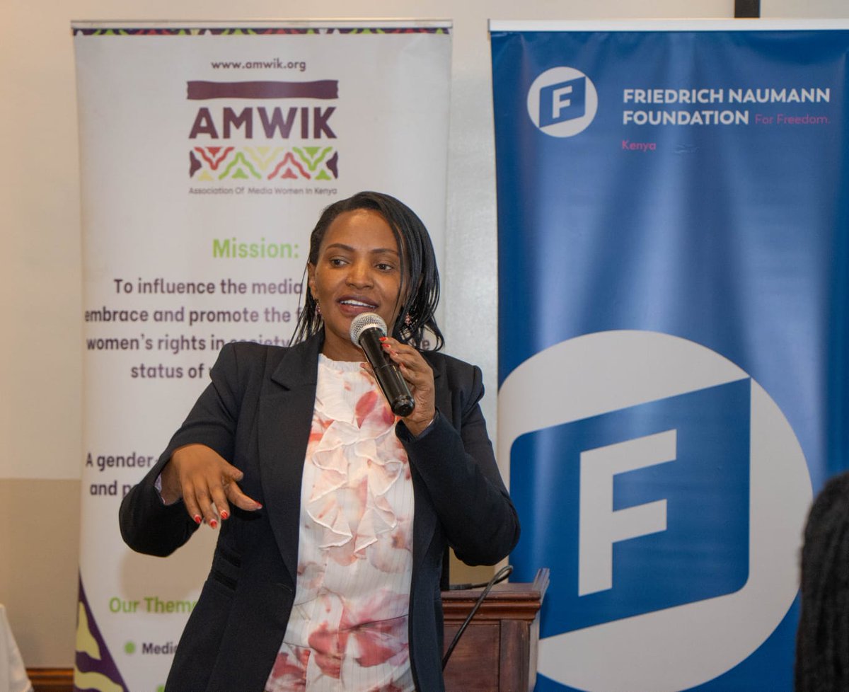 AMWIK's tweet photo. Equipping  local journalists with practical tools in gender-responsive election coverage, AI and digital safety strategies has set a strong operational standard for responsible media coverage. 

Implemented by @AMWIK in partnership with @FNF_Kenya, this training directly addressed the urgent need for ethical and conflict-sensitive reporting frameworks among emerging media practitioners. 

Our goal is to foster a safe, inclusive, and resilient ecosystem that effectively counters misinformation, safeguards journalists from digital and physical threats, and guarantees fair, balanced representation for all.  #SafeSpacesKE